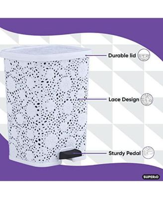 Mini 1.5 Gallon Step On Trash Can with Lid Lace Design