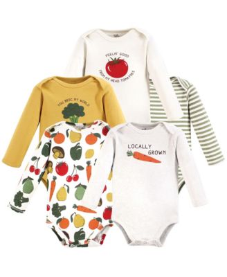 Touched by Nature Baby Boys Unisex Natural Cotton Long-Sleeve One-Piece - Happy veggies 40$