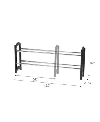 2 Tier Extendable and Stackable Freestanding Metal Shoe Racks for Entryway