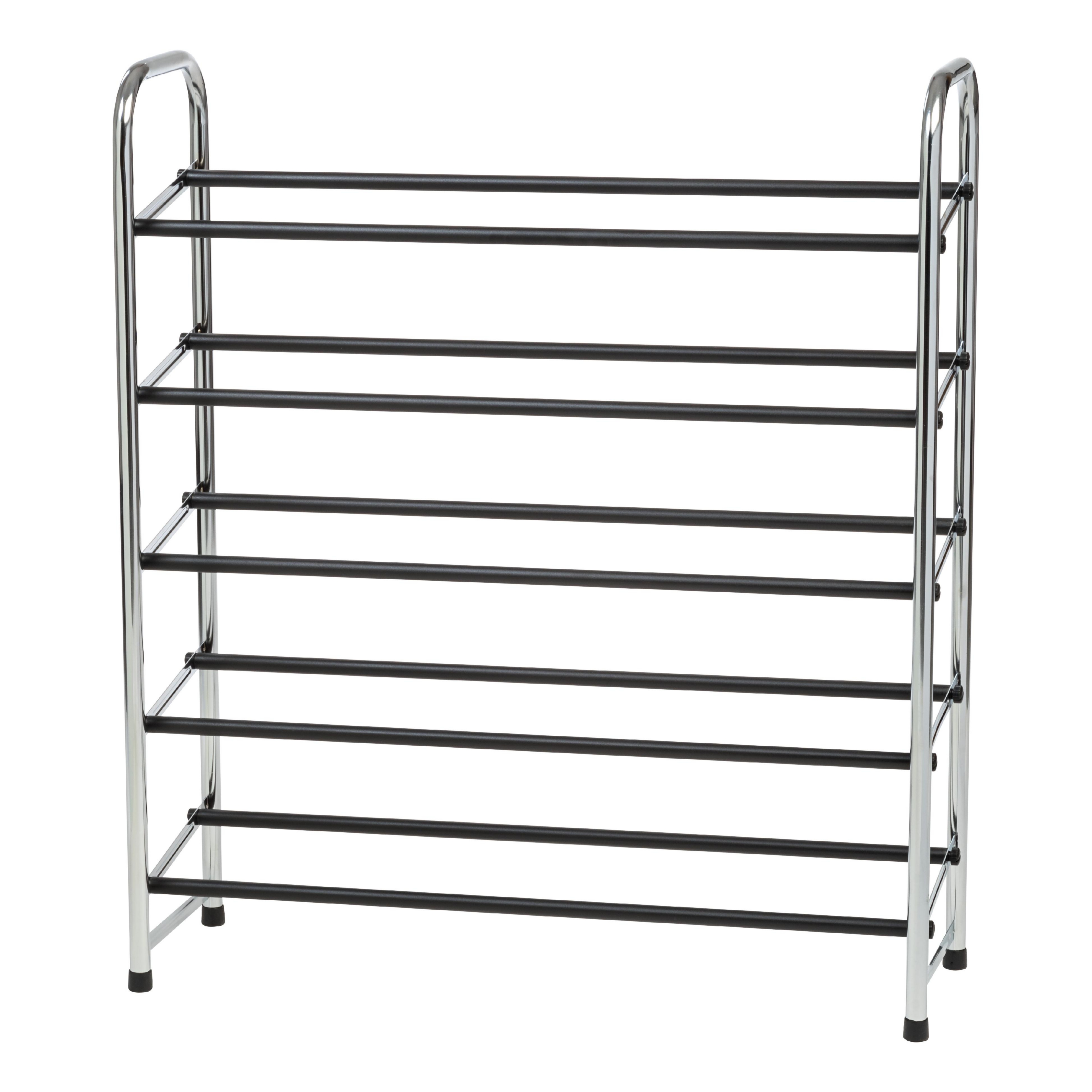 Iris Usa 5-Tier 15 Pairs Stackable Freestanding Shoe Racks for Entryway, Silver