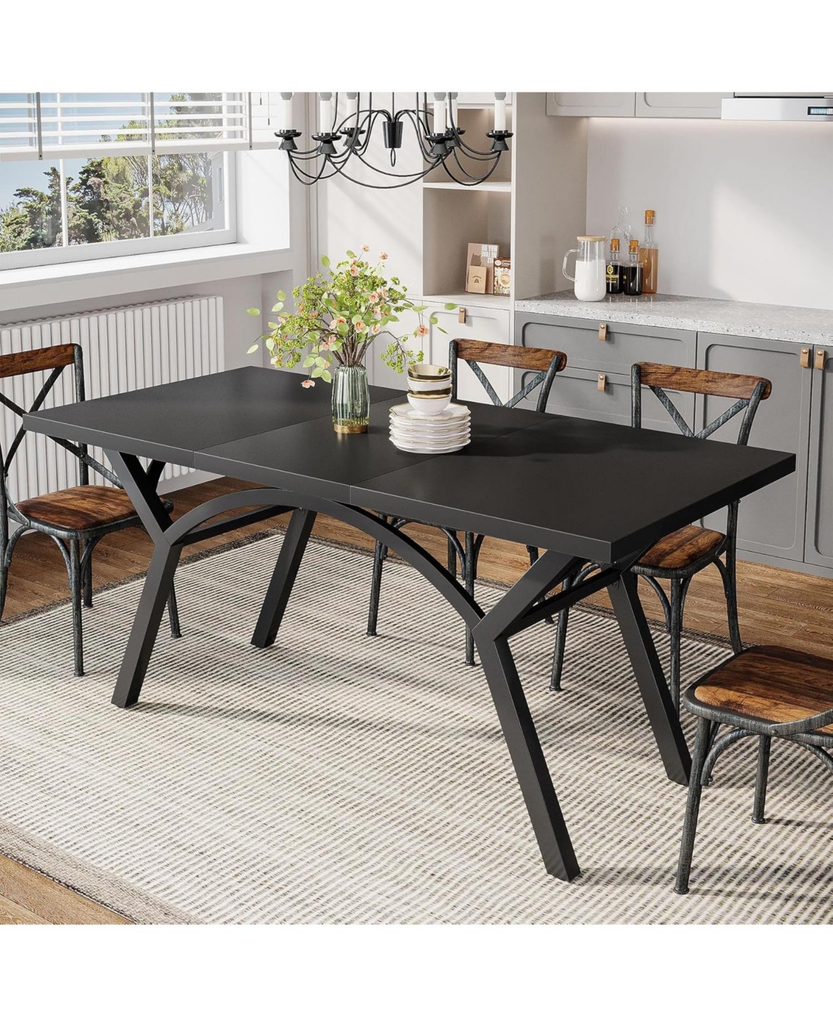 Tribesigns 63-Inch Dining Table for 4-6, ModernKitchen Table, Rectangular Dining Room Table Dinner Table for Kitchen, Living Room (Table Only)