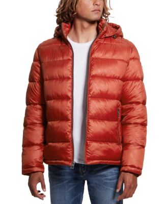 Guess puffer shops jacket red