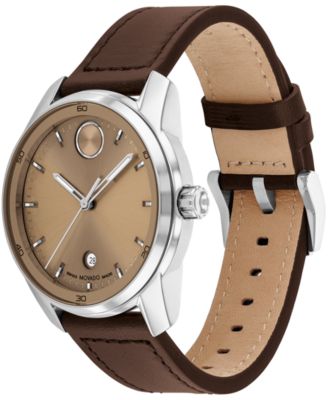 Men's Bold Verso Swiss Quartz Brown Leather Watch 42mm