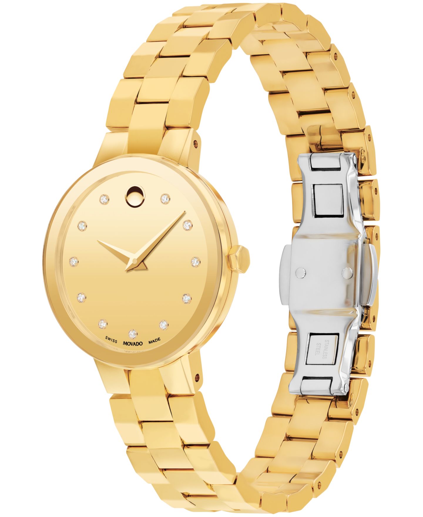 Женские часы Movado Sapphire Swiss Quartz Yellow Pvd Diamond Accent 28mm — фото 2