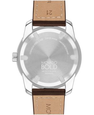 Men's Bold Verso Swiss Quartz Brown Leather Watch 42mm