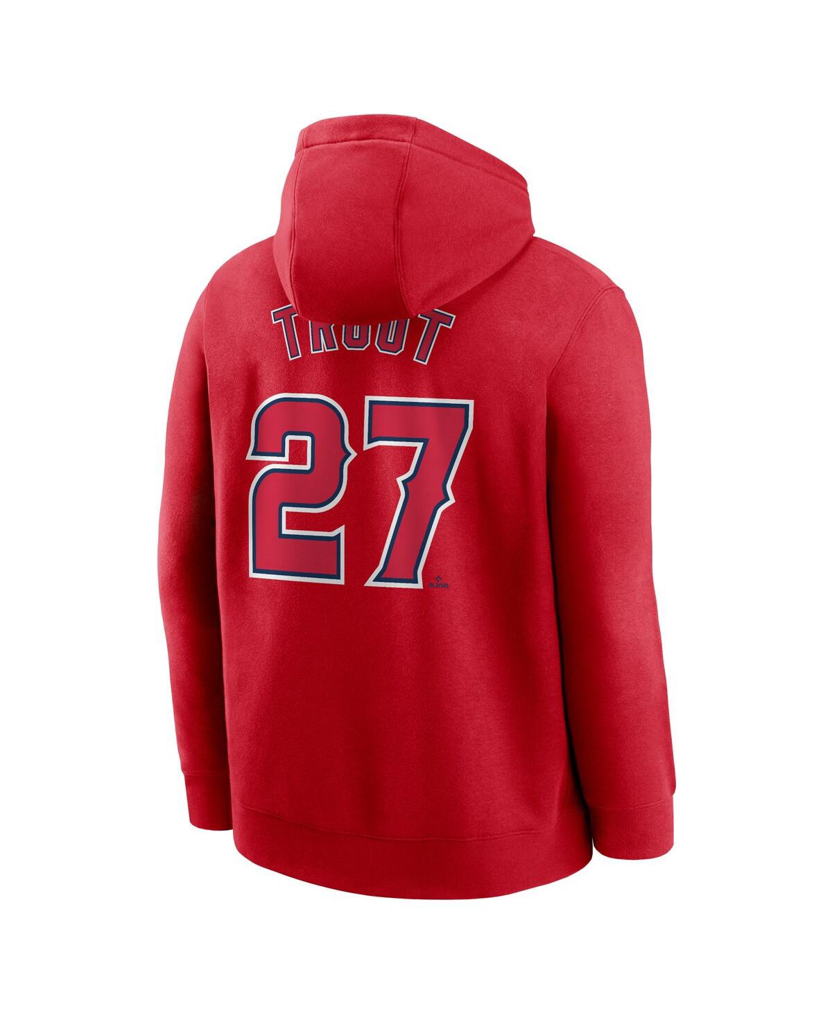 Nike Men's Mike Trout Red Los Angeles Angels Player Name Number Club Pullover Hoodie In Red