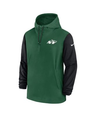 Men's Green/Black New York Jets 2024/25 Sideline Pre-Game Player 1/2-Zip Hoodie Jacket