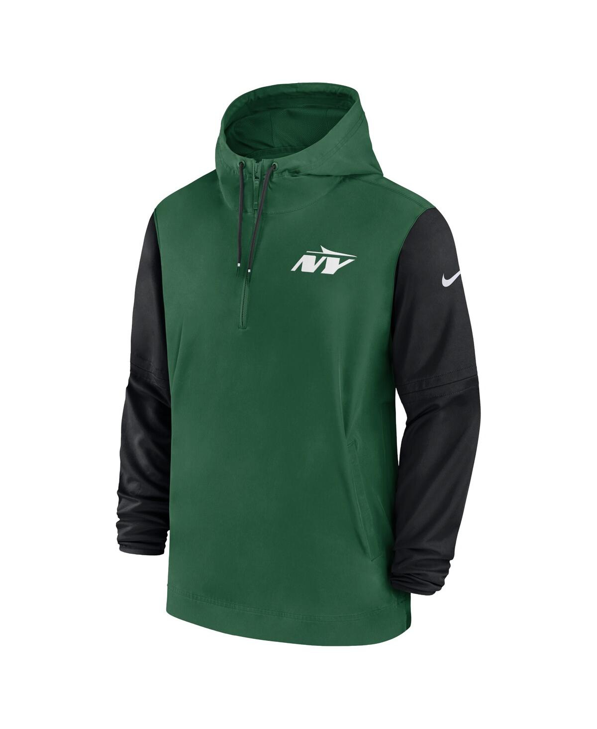 Nike Men'sBlack New York Jets 2024/25 Sideline Pre-Game Player 1/2-Zip Hoodie Jacket - Green, Black