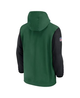Men's Green/Black New York Jets 2024/25 Sideline Pre-Game Player 1/2-Zip Hoodie Jacket