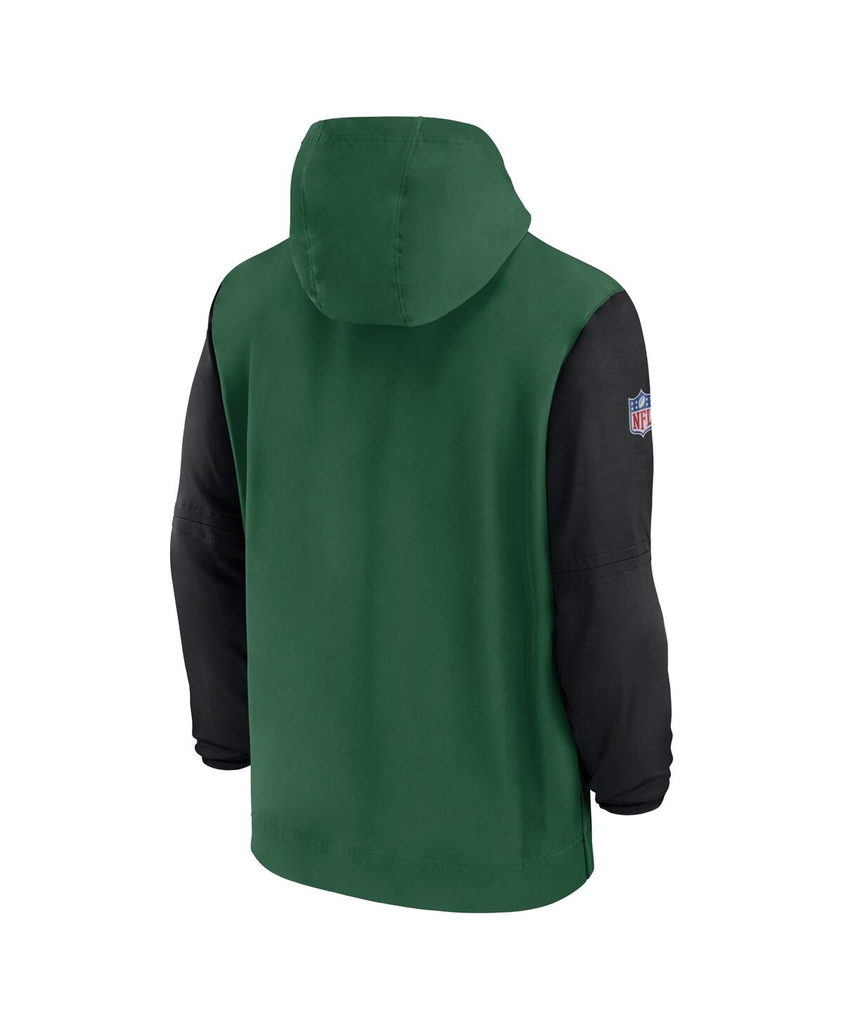Nike Men'sBlack New York Jets 2024/25 Sideline Pre-Game Player 1/2-Zip Hoodie Jacket - Green, Black
