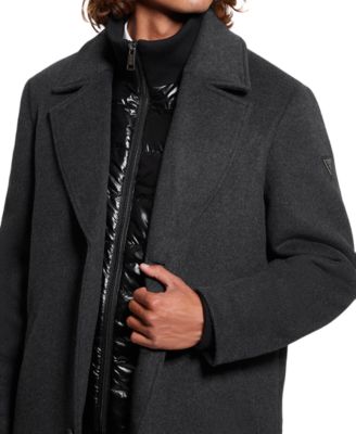 Men's Wool Blend Coat with Removable Quilted Bib