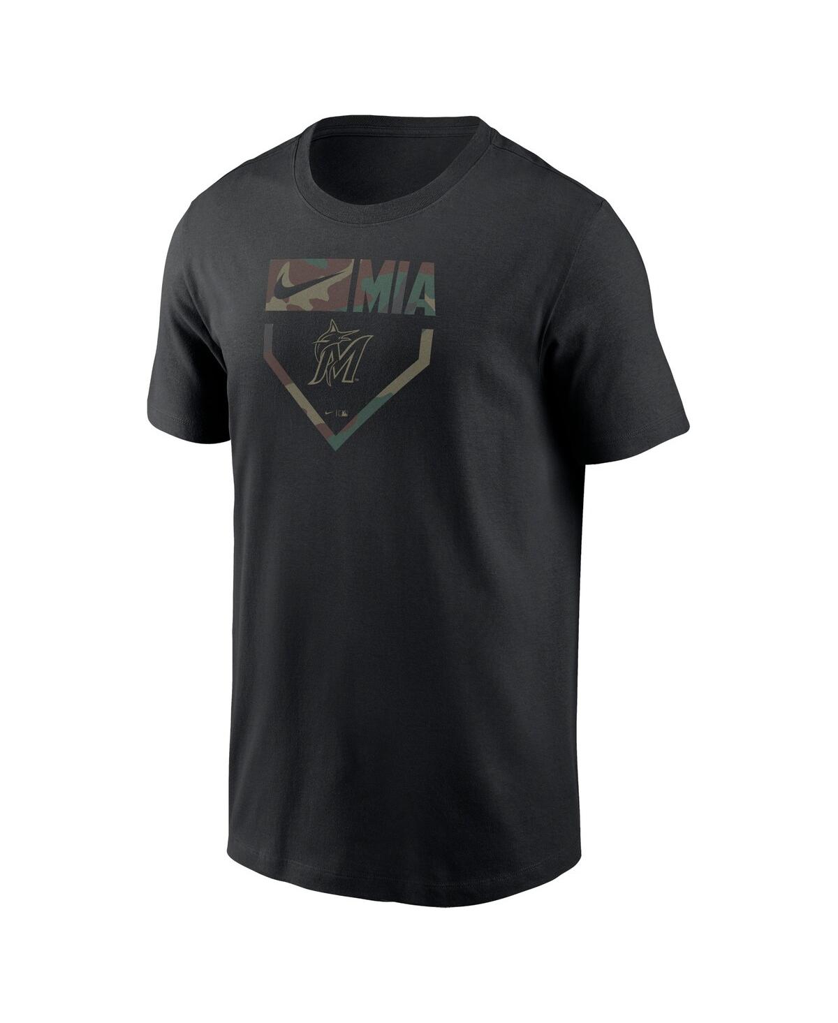 Nike Men's Black Miami Marlins Camo T-shirt In Black