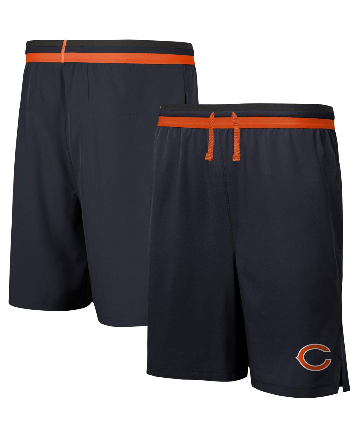 Men's Navy Chicago Bears Cool Down Tri-Color Elastic Training Shorts - Navy