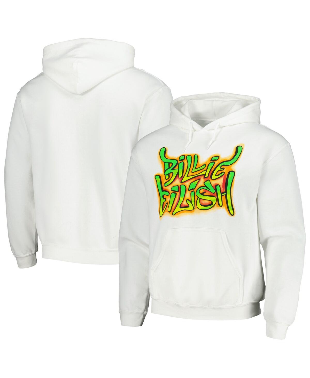 Men's and Women's White Billie Eilish Graffiti Pullover Hoodie - White