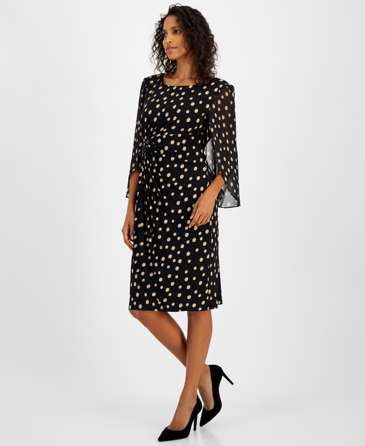 Connected Women's Printed Cape-Sleeve Sheath Dress