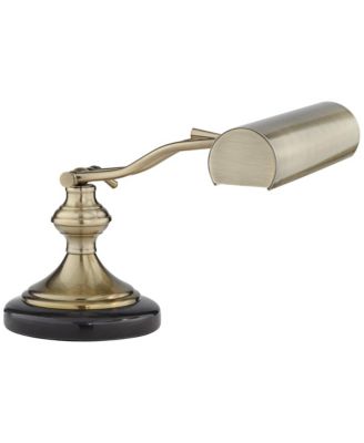 Traditional Piano Banker Desk Lamp Adjustable 12" High Black Marble Base Antique Brass Shade for Office Table