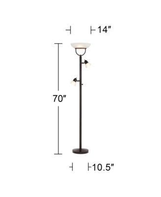Modern Torchiere Floor Lamp 3-in-1 Design 70" Tall Tiger Bronze White Glass Shades for Living Room Reading Bedroom Office