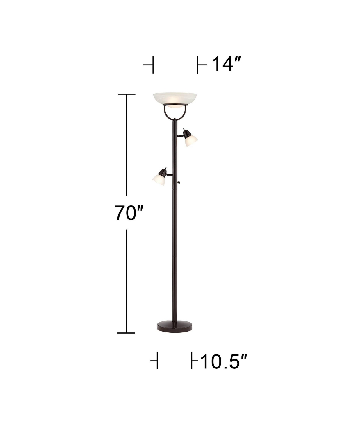 360 Lighting Modern Industrial Torchiere Floor Lamp 3-in-1 Design Tall Tiger BronzeMetal White Glass Dome Shade Decor for Living Room Readi