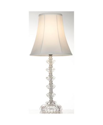 Bohemian Country Cottage Accent Table Lamp 21" High Clear Stacked Glass Off White Bell Shade for Bedroom Living Room Bedside Nightstand