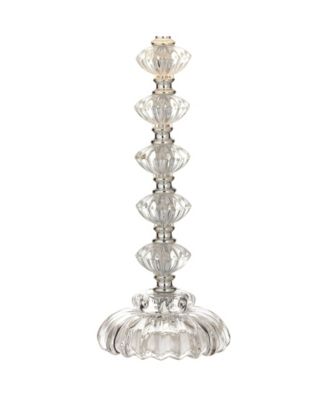 Bohemian Country Cottage Accent Table Lamp 21" High Clear Stacked Glass Off White Bell Shade for Bedroom Living Room Bedside Nightstand