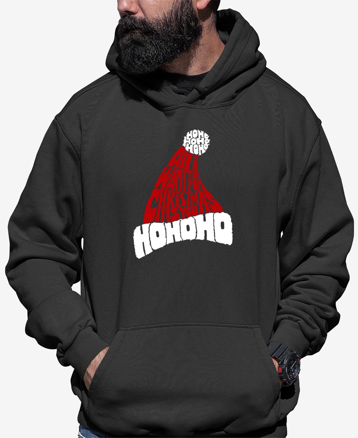 La Pop Art Men's All I Want For Christmas Is You Word Art Hooded Sweatshirt In Dark Grey