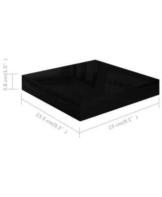 Floating Wall Shelves 2 pcs High Gloss Black 9.1"x9.3"x1.5" MDF