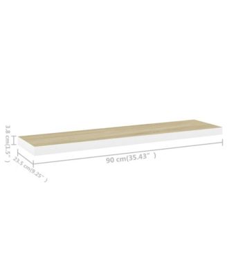 Floating Wall Shelf Oak and White 35.4"x9.3"x1.5" MDF