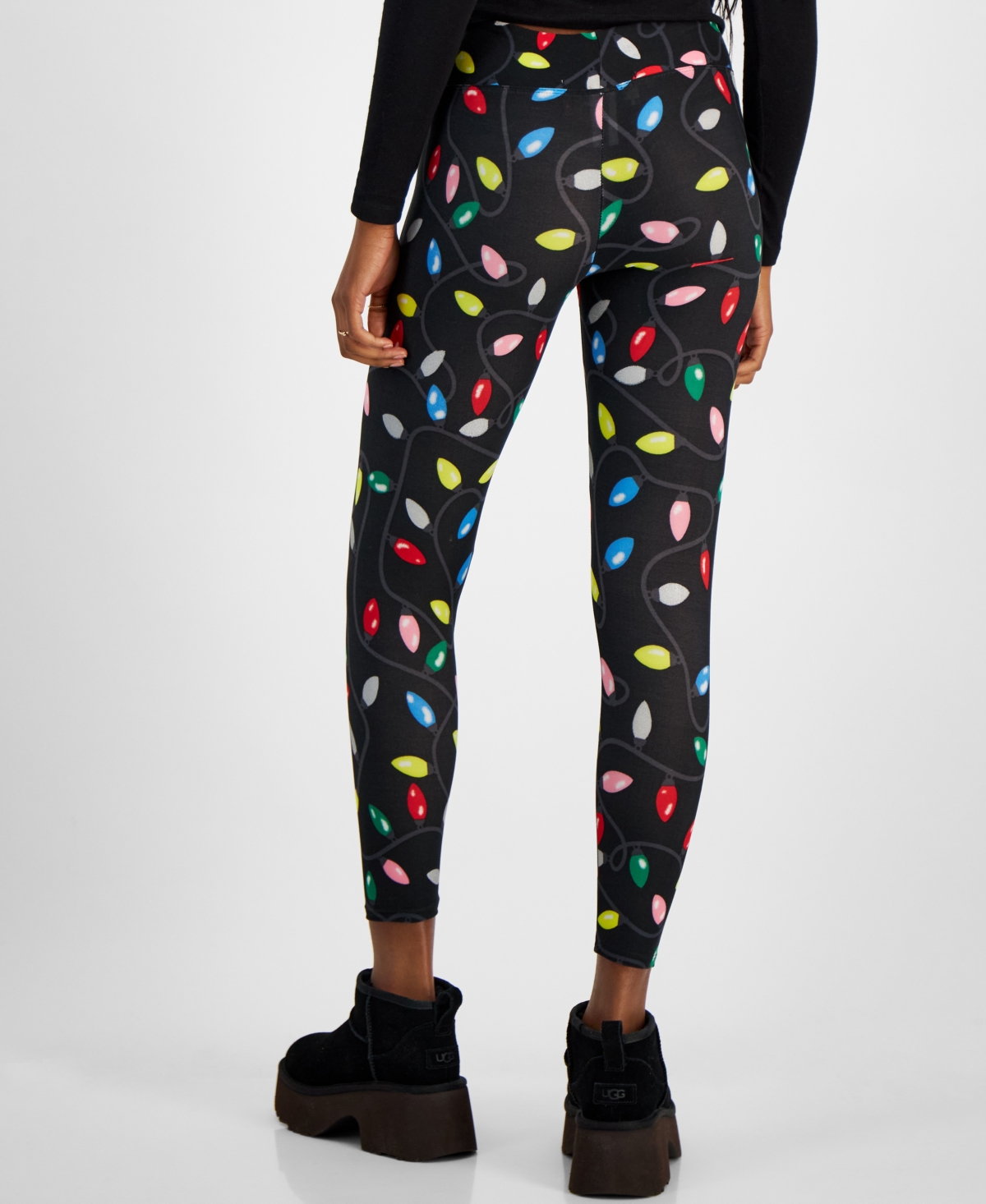 Planet Heart Juniors'Print Holiday Leggings - Glitter Lightbulb