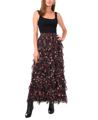 【Massimo Dutti】Ruffled floral print skirt Massimo Dutti Viscose Wool Blend Floral Print Pleated Midi