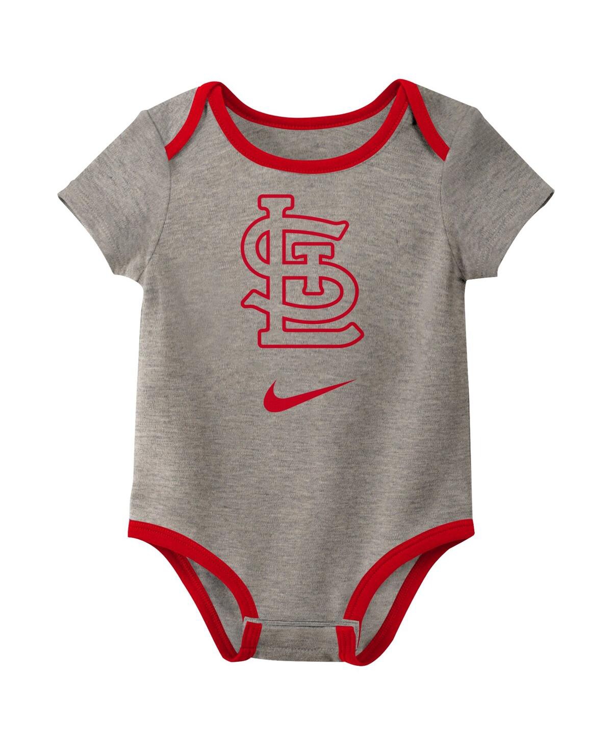 Nike Baby Boys And Girls St. Louis Cardinals Authentic Collection Three-pack Bodysuit Set In Multi