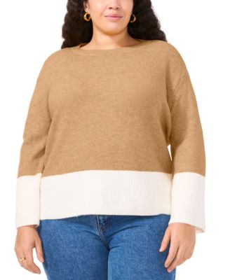 Vince Camuto - Plus Size Colorblocked Crewneck Sweater