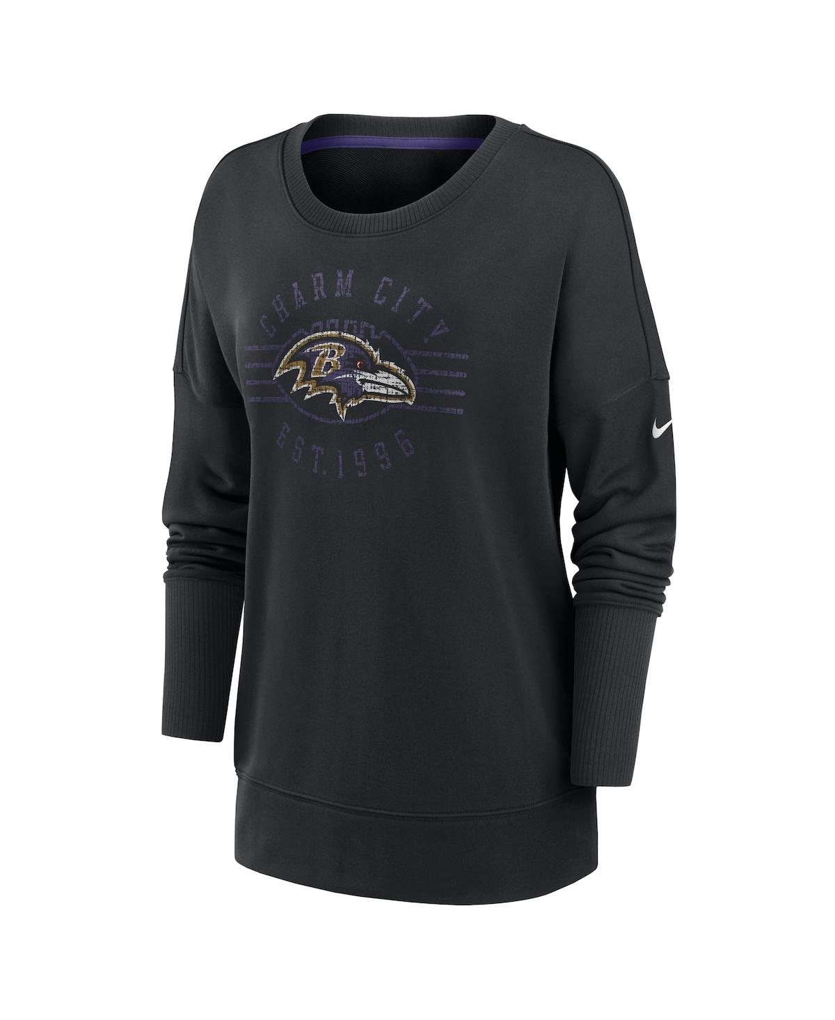 Nike Women'sBaltimore Ravens Rewind Playback Icon Performance Pullover Sweatshirt - Black