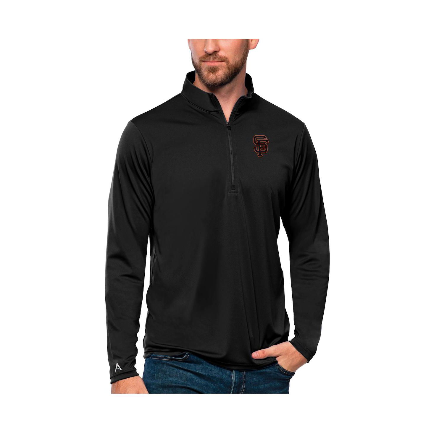 Мужской свитер Antigua Black San Francisco Giants Tribute Quarter-Zip Pullover Top — фото 1