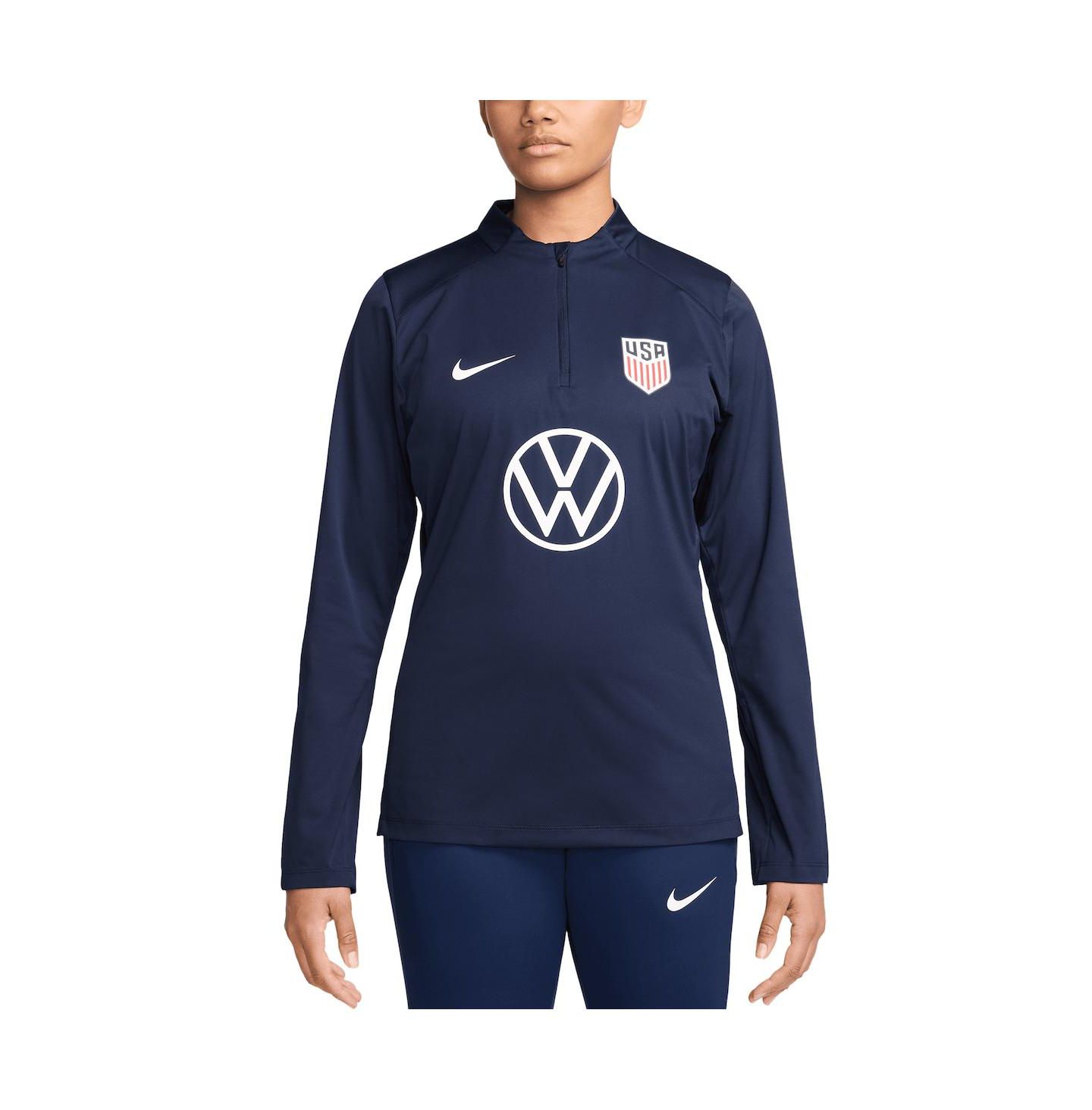 Женский свитер Nike Navy Usmnt 2024 Strike Drill Performance Quarter-Zip Pullover Top — фото 1