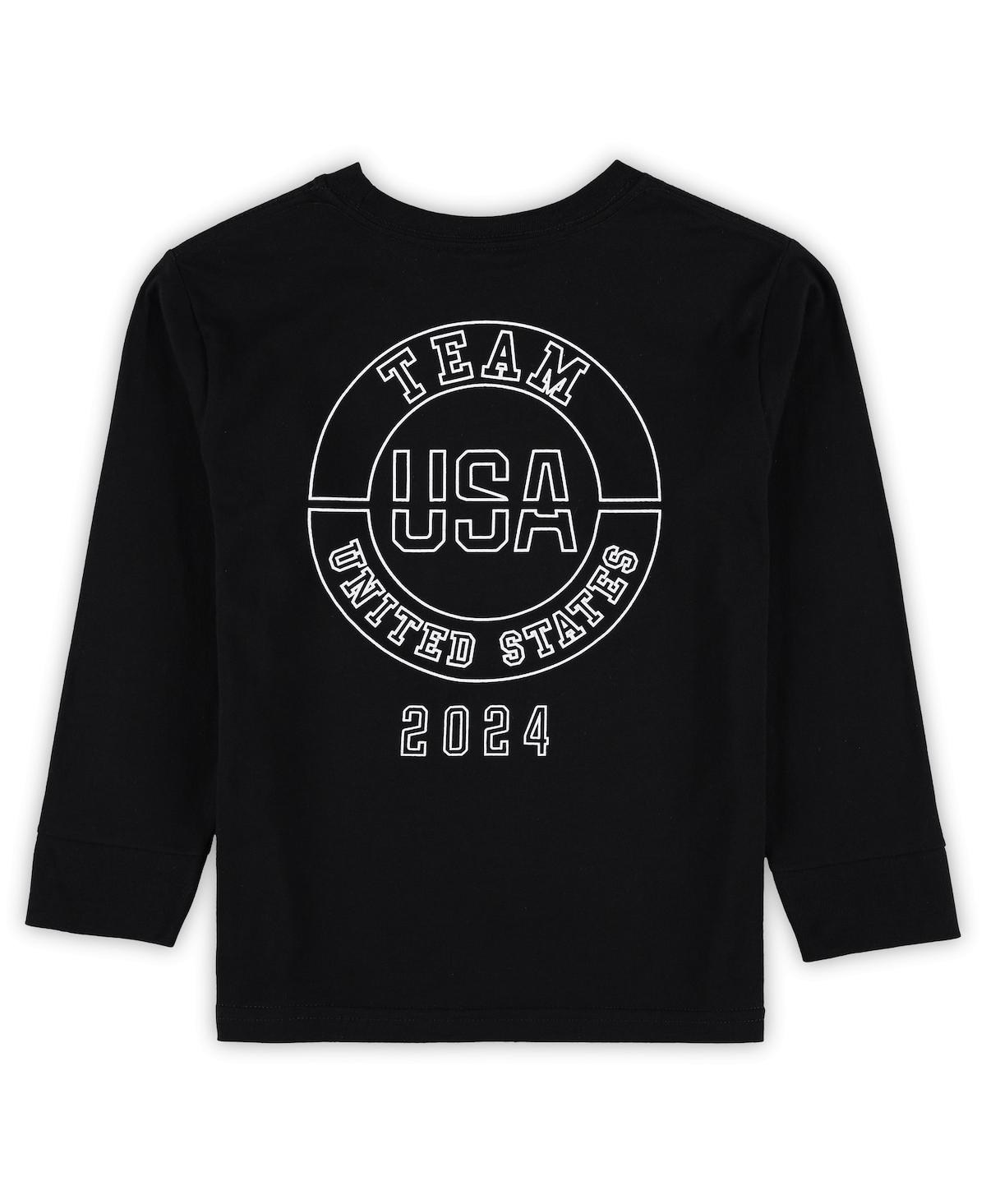 Outerstuff Little Boys And Girls Black Team Usa 2024 Flag Rings Long Sleeve T-shirt In Black