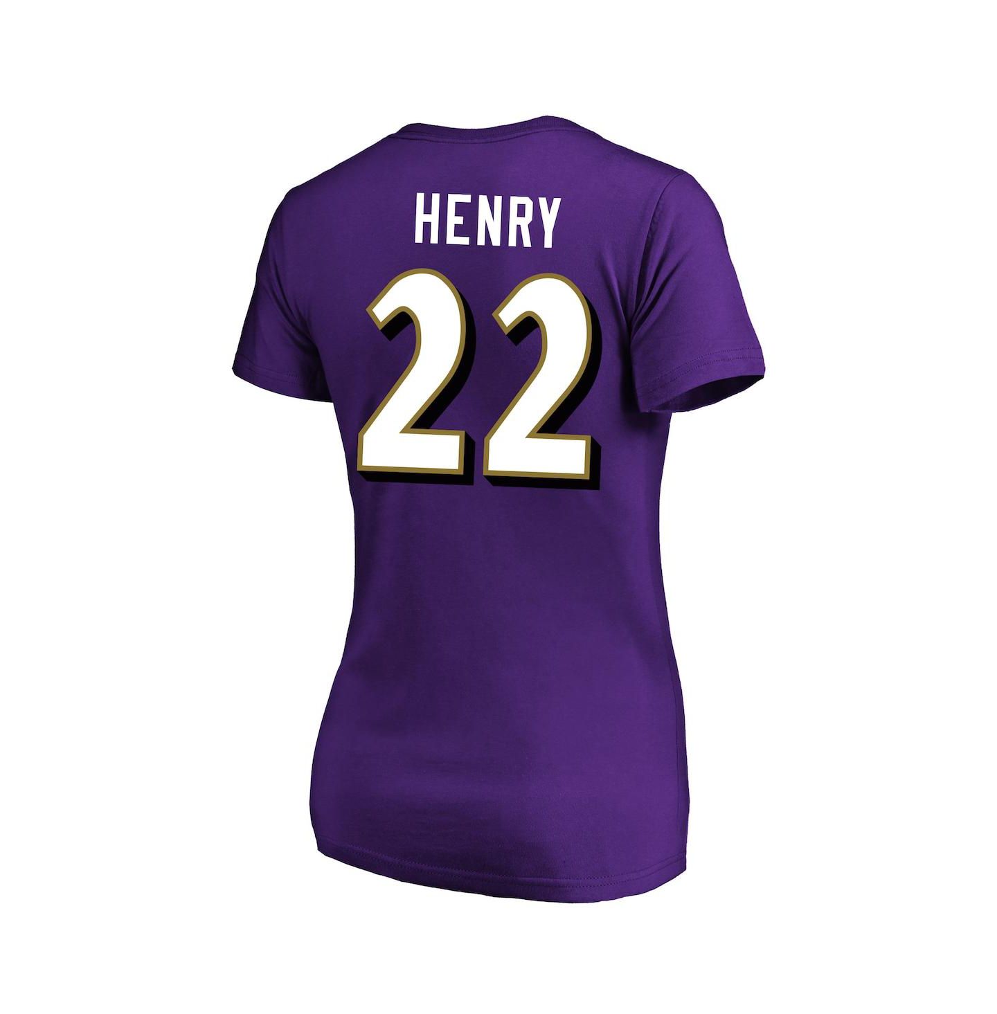 Женская футболка Fanatics Derrick Henry Purple Baltimore Ravens Plus Size Name & Number V-Neck — фото 2