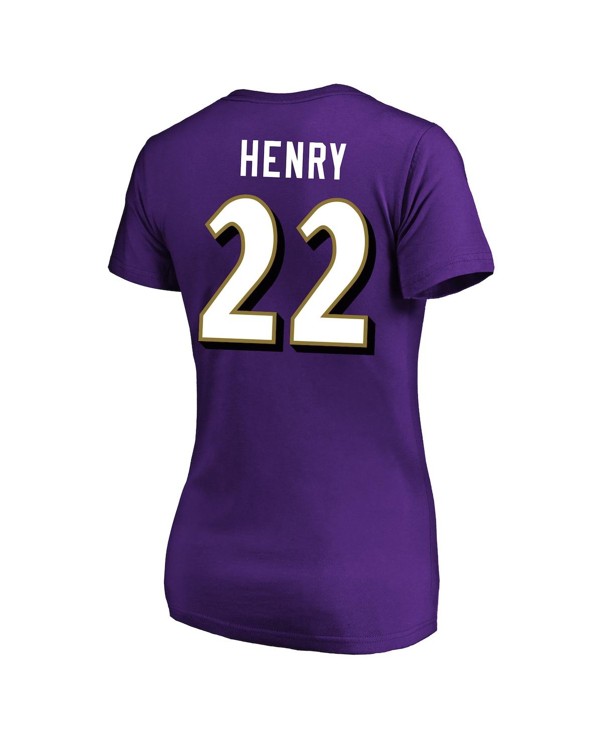 Fanatics Women's Derrick Henry Purple Baltimore Ravens Plus Size Name Number V-neck T-shirt In Purple