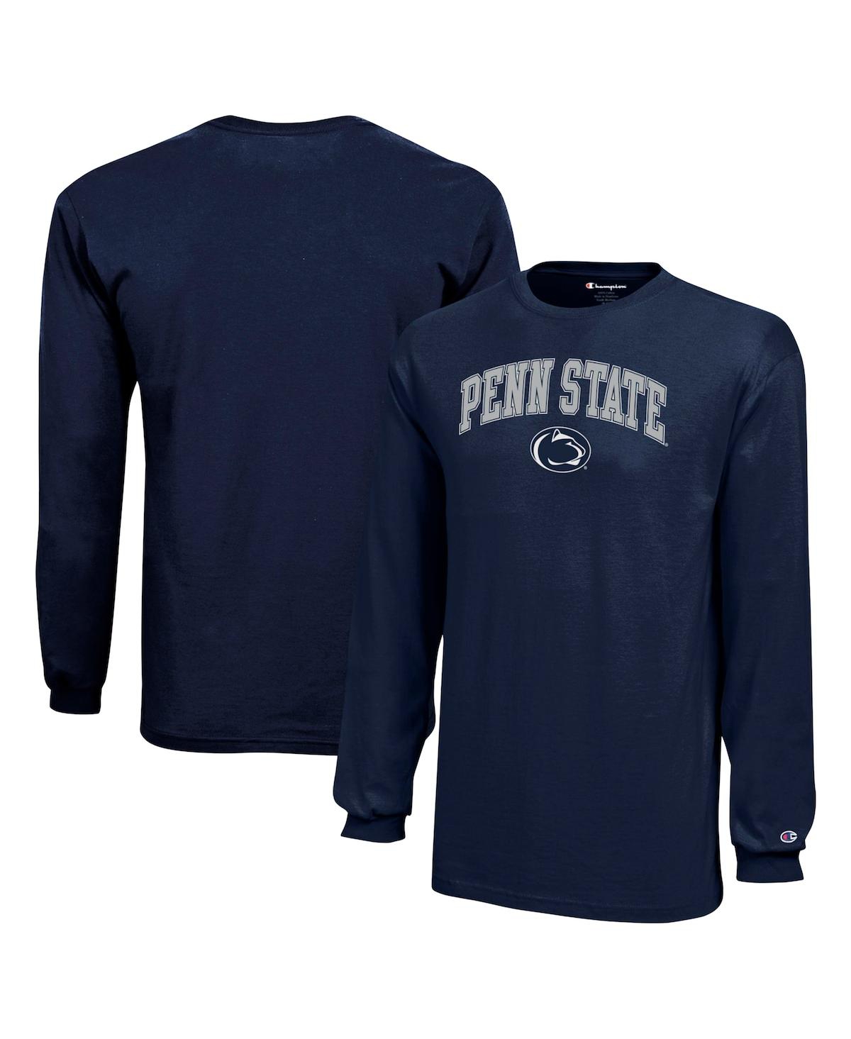 Champion Big Boys And Girls Navy Penn State Nittany Lions Arch Over Logo Long Sleeve T-shirt In Navy