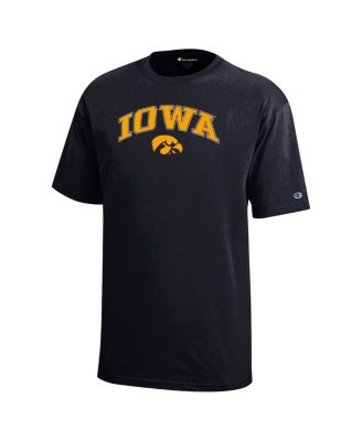 Big Boys and Girls Black Iowa Hawkeyes Arch Over Logo T-Shirt