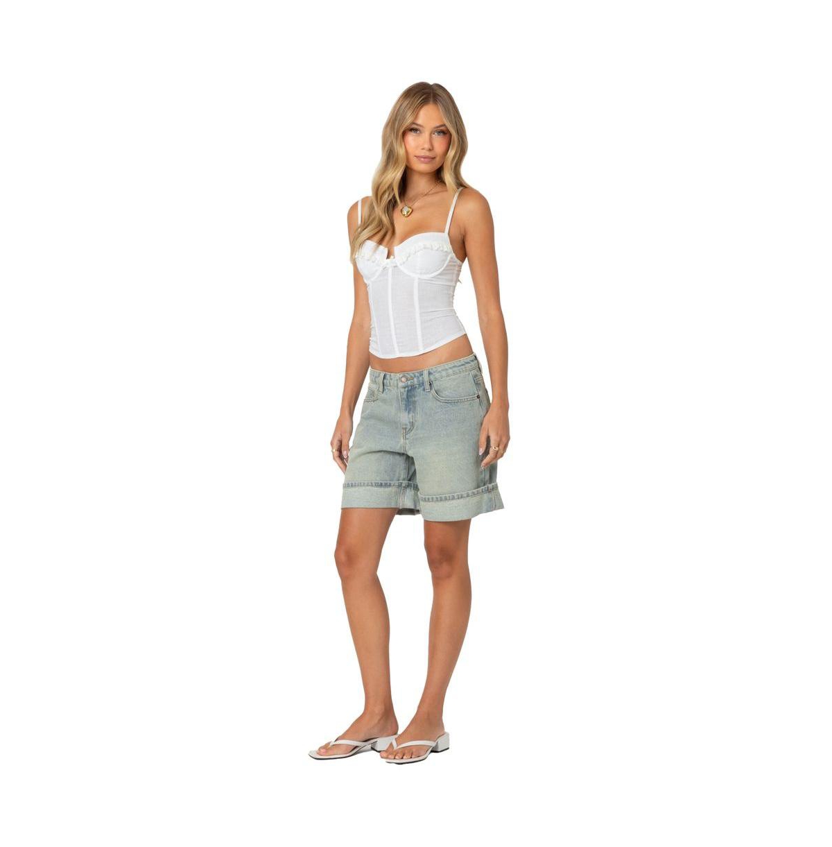 Edikted Women's Semi Sheer Linen Look Corset