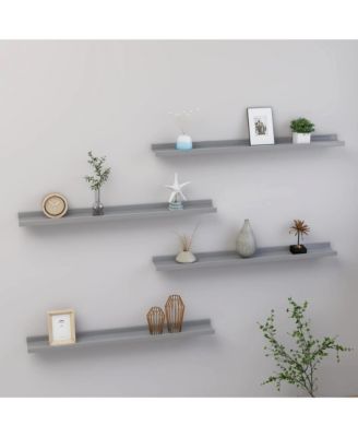 Wall Shelves 4 pcs Gray 31.5"x3.5"x1.2"