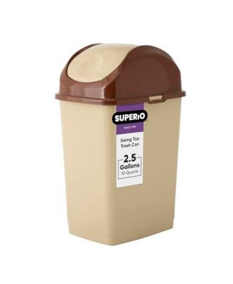 Small 2.5 Gallon Plastic Trash Can with Swing Top Lid