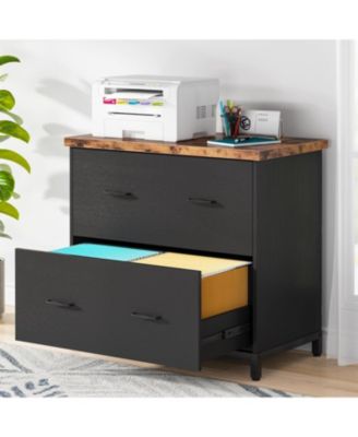 2-Drawer File Cabinet, Wood Lateral Filing Cabinet, Home Office File Cabinet for A4, Letter Size