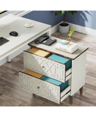 2 Drawer Lateral File Cabinet, Office Filing Cabinet for A4 / Letter Size/Legal Size Files, Wood Storage Cabinet Printer Stand