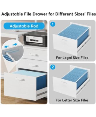 63 Inch Computer Desk with File Drawer Cabinet, Ergonomic Office Desk with Monitor Stand, Computer Table with Printer Space, Wood PC Table Workstation Desk for Home Office