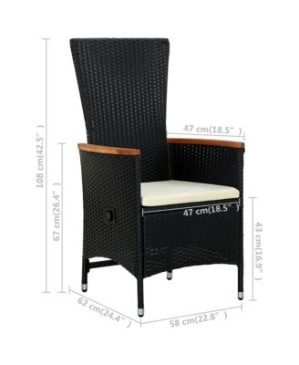 Patio Chairs 2 pcs with Cushions Poly Rattan Black