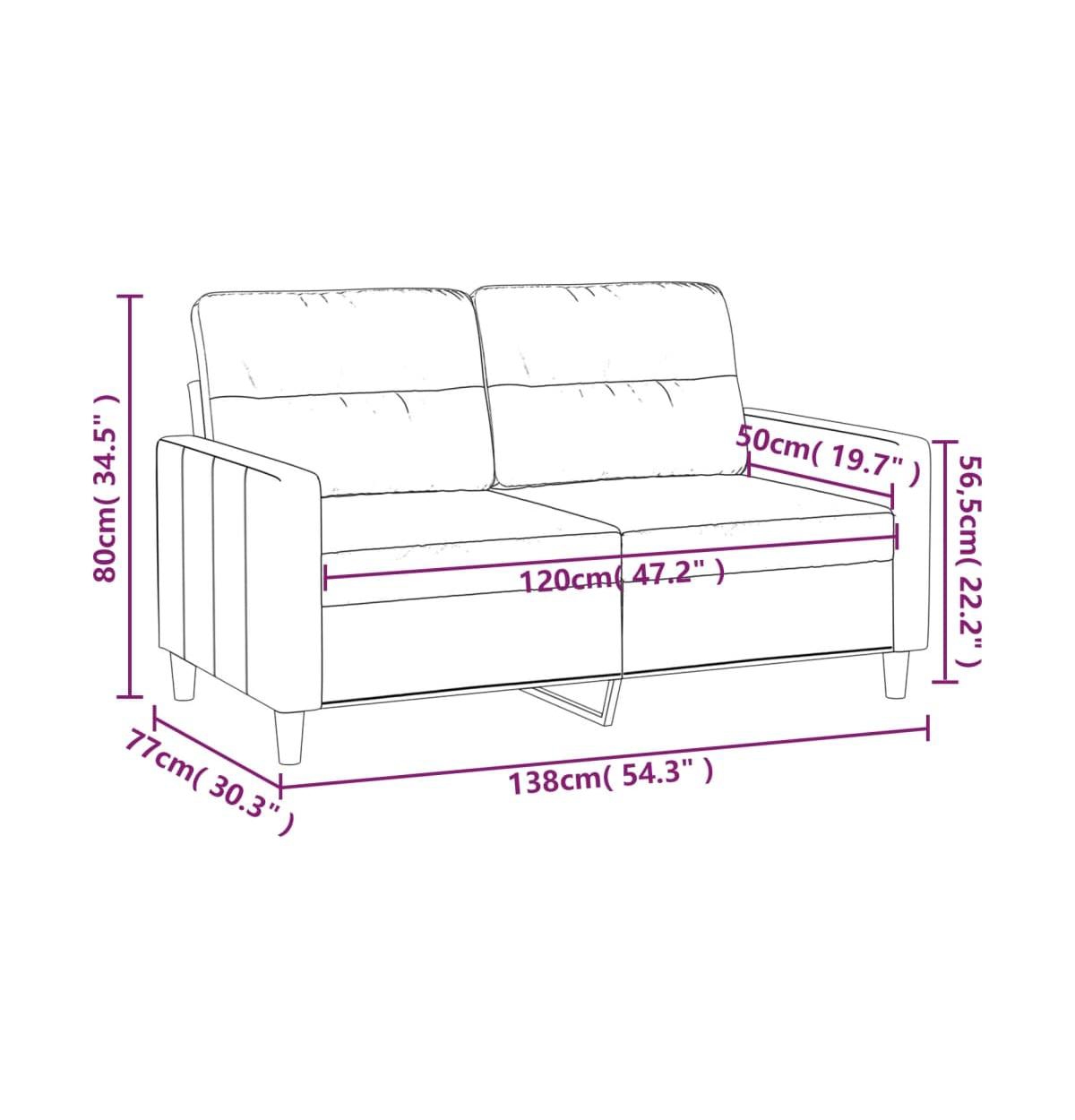 vidaXL 2-Seater Sofa LightFabric - Gray