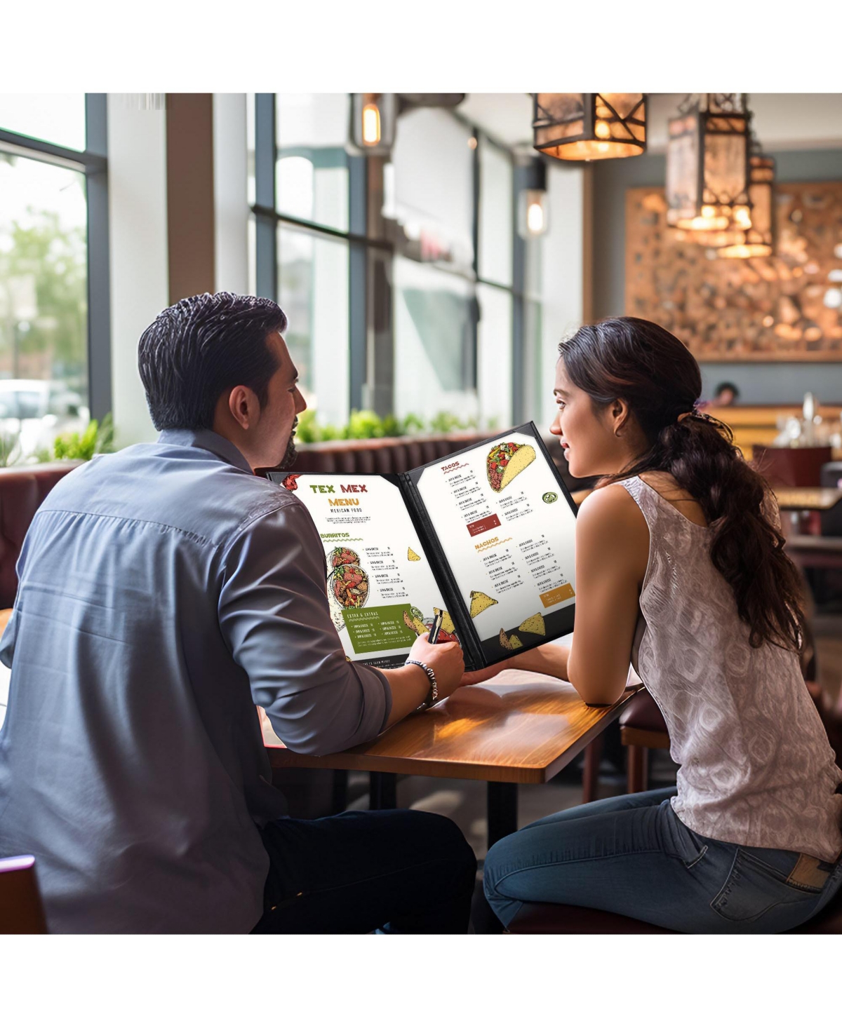 WeChef 10 Packs Restaurant Menu Covers 8.5 x 14 Book Style 2 Pages 2 Views Black