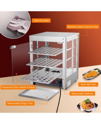 WeChef 15" Commercial Countertop Food 3-Tier Pizza Warmer with LED Adjustable Lighting Food Heater Display Case Stainless Steel for Buffet Restaurant Pizza Display Case