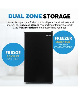 3.3 Cu. Ft. Compact Mini Refrigerator with Freezer, Can Dispenser